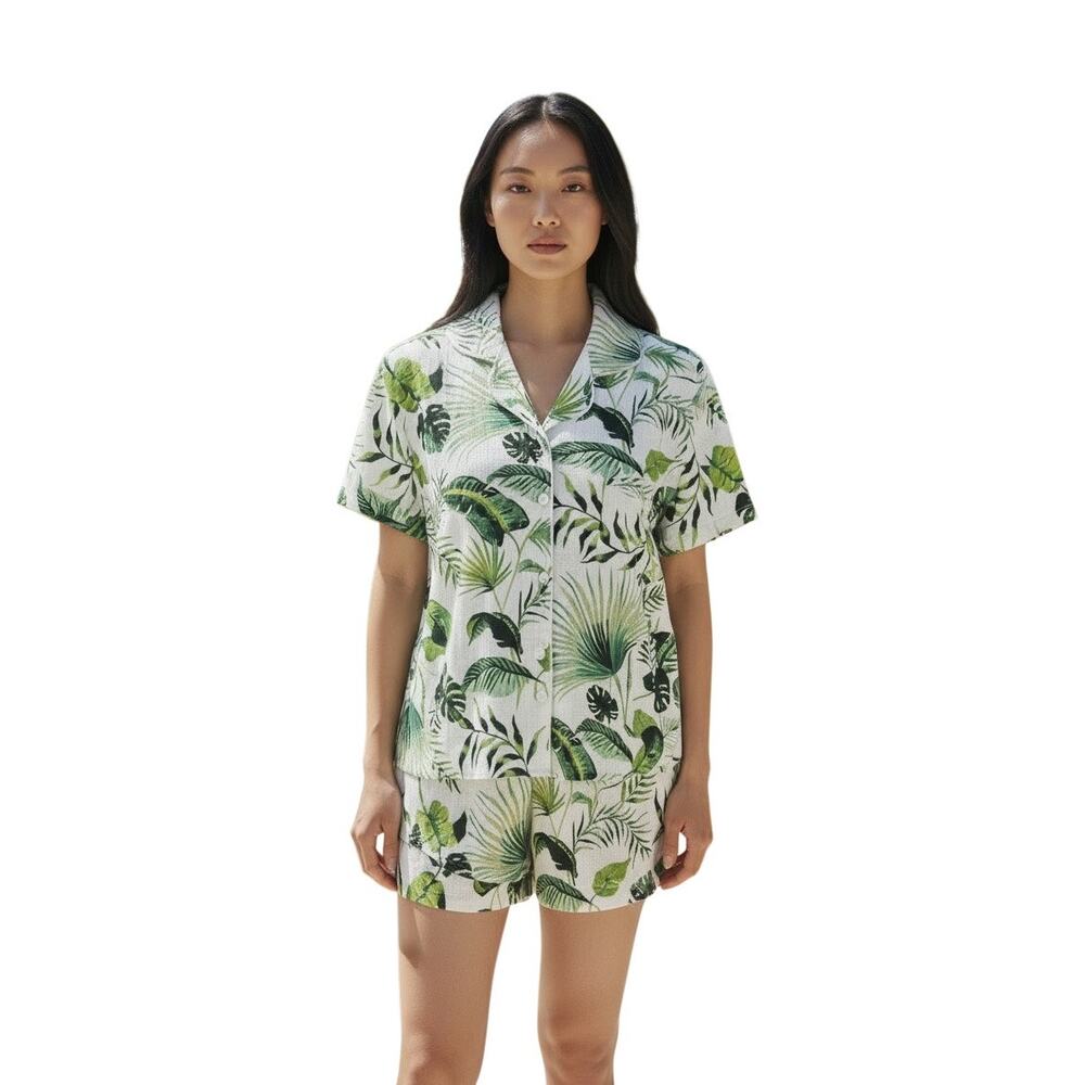 Hart+Land Banana Leaves Patterned Organic Pima Cotton Women’s Pajama Set Size M